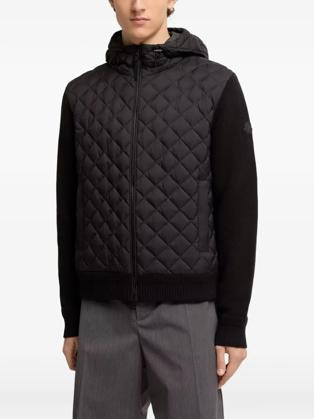 quilted drawstring-hood sweater