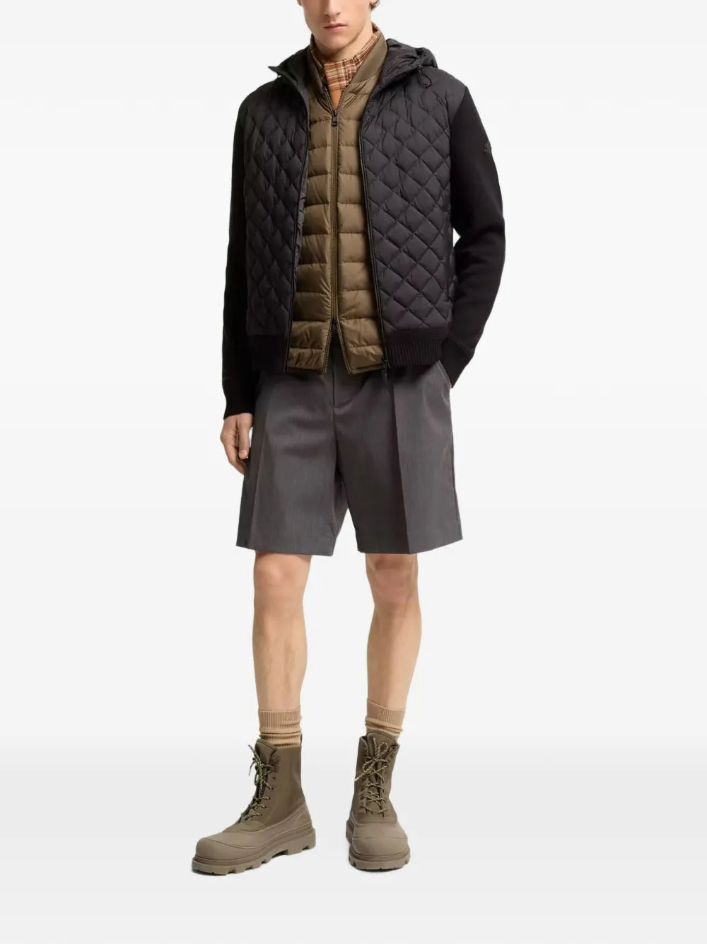 quilted drawstring-hood sweater