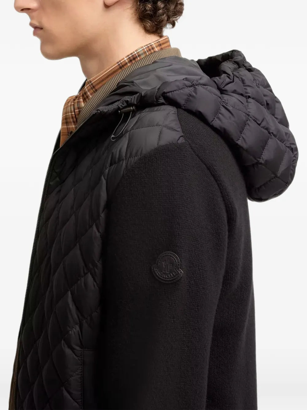 quilted drawstring-hood sweater