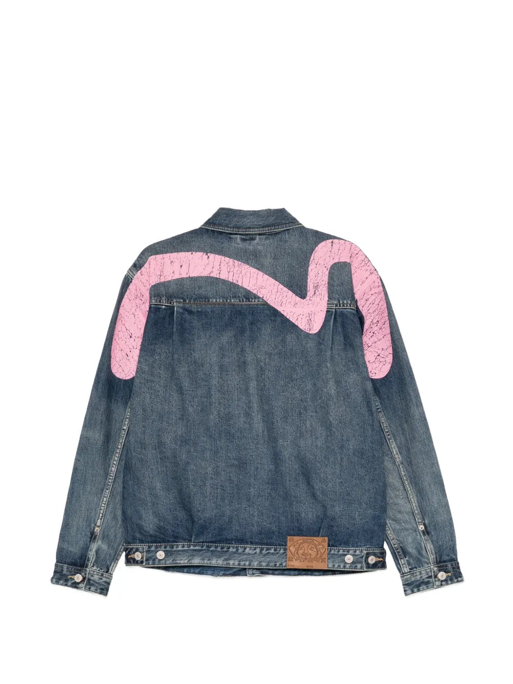 Pink Daicock Seagull-print distressed denim jacket