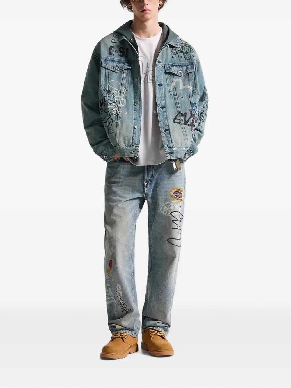 Fortune Theme hand-painted denim jacket