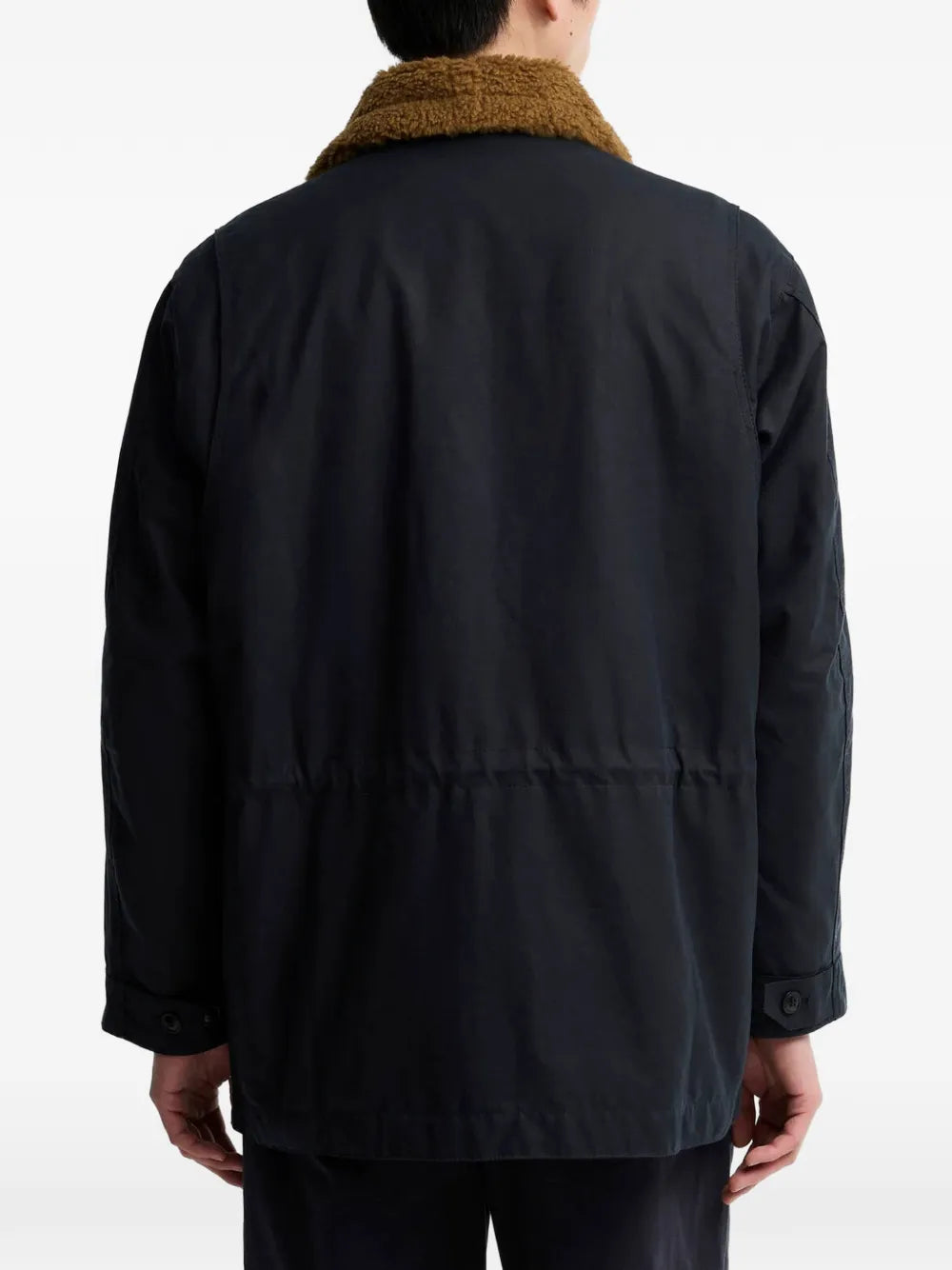 faux-shearling-collar single-breasted coat