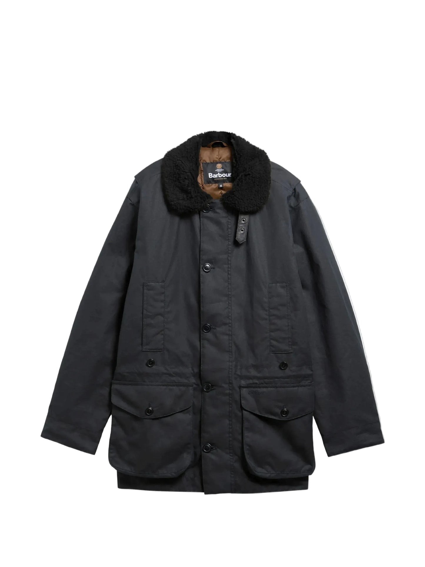 Faux-Shearling-Collar Single-Breasted Coat