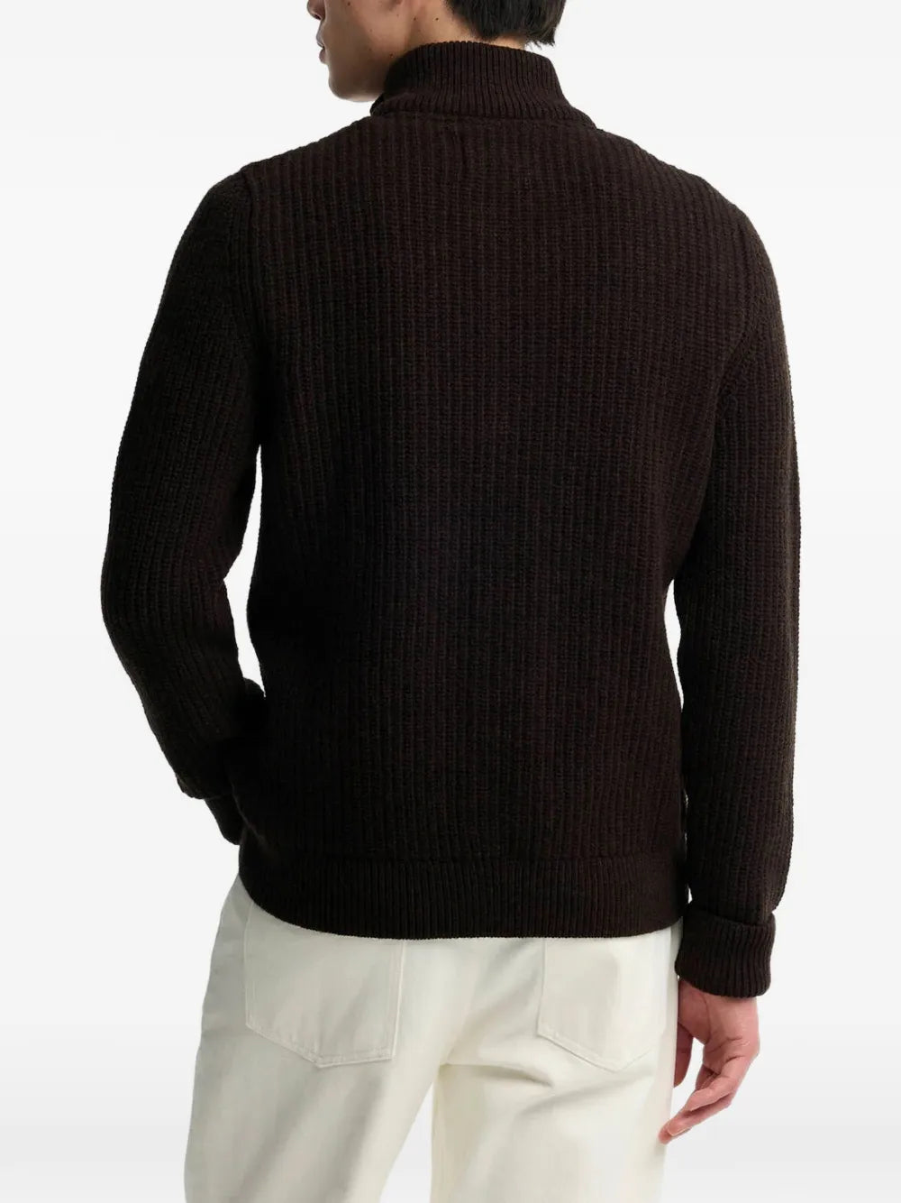 wool high-neck cardigan