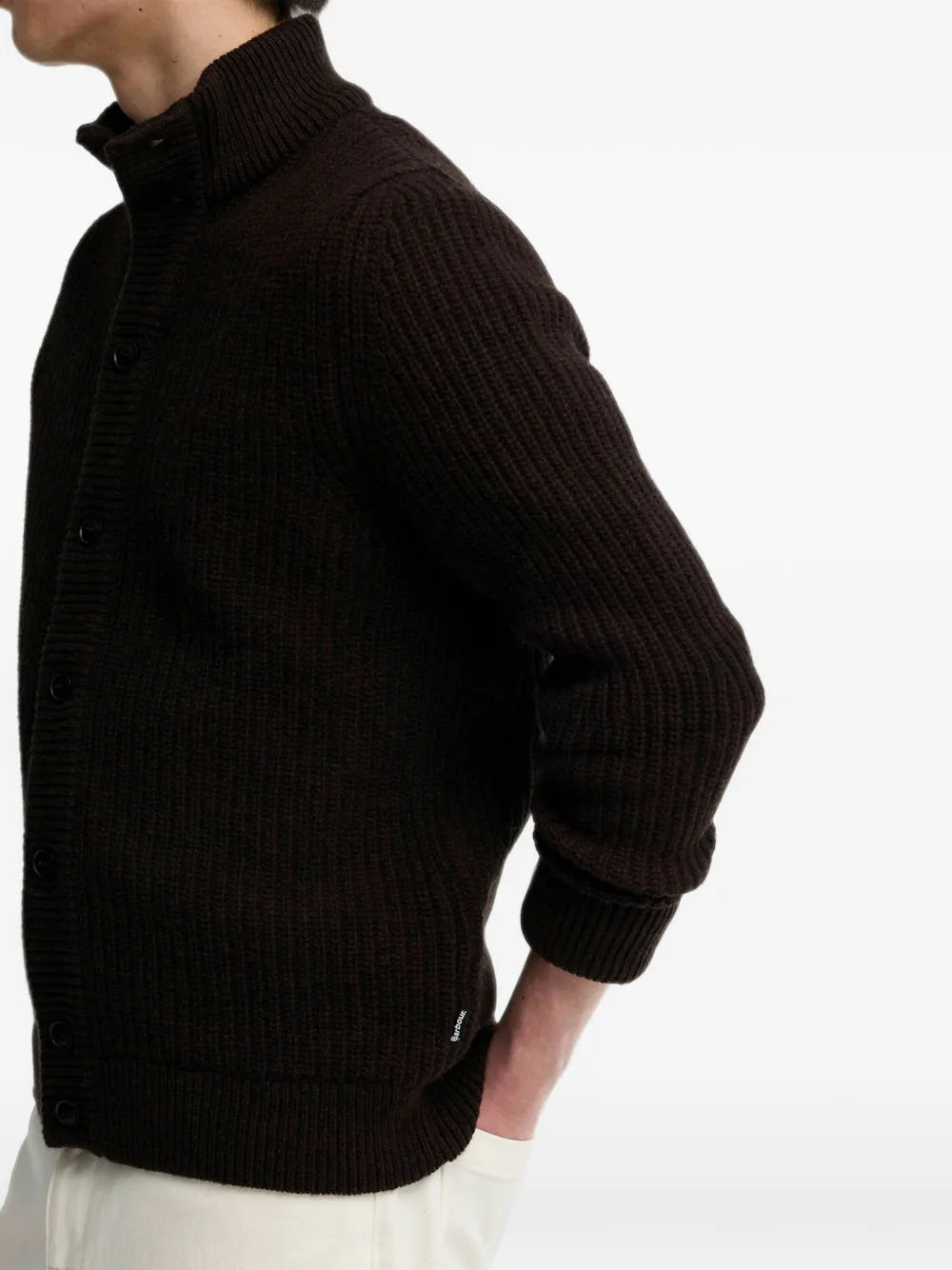 wool high-neck cardigan