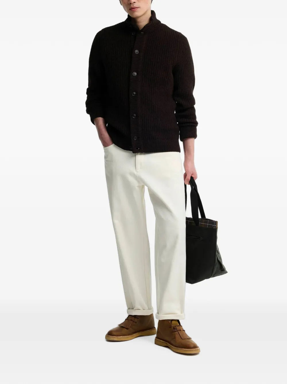 wool high-neck cardigan