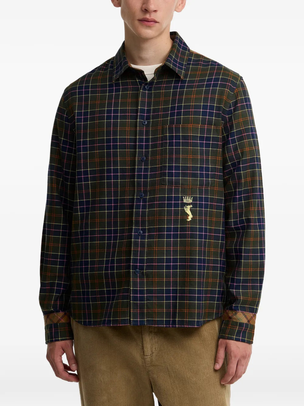 x Paul Smith tartan-pattern embroidered-logo shirt