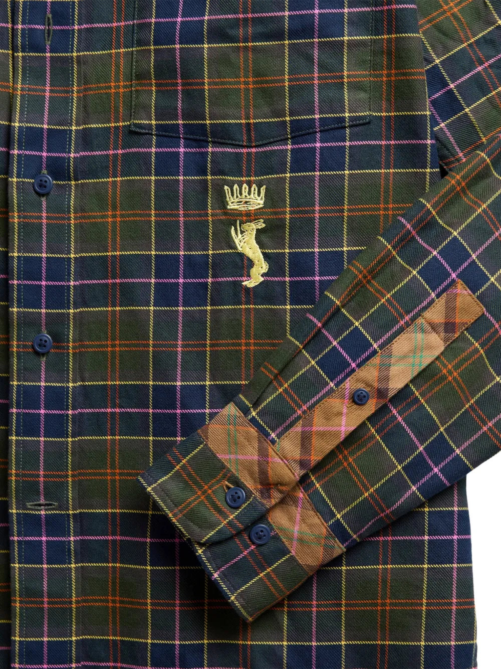 x Paul Smith tartan-pattern embroidered-logo shirt