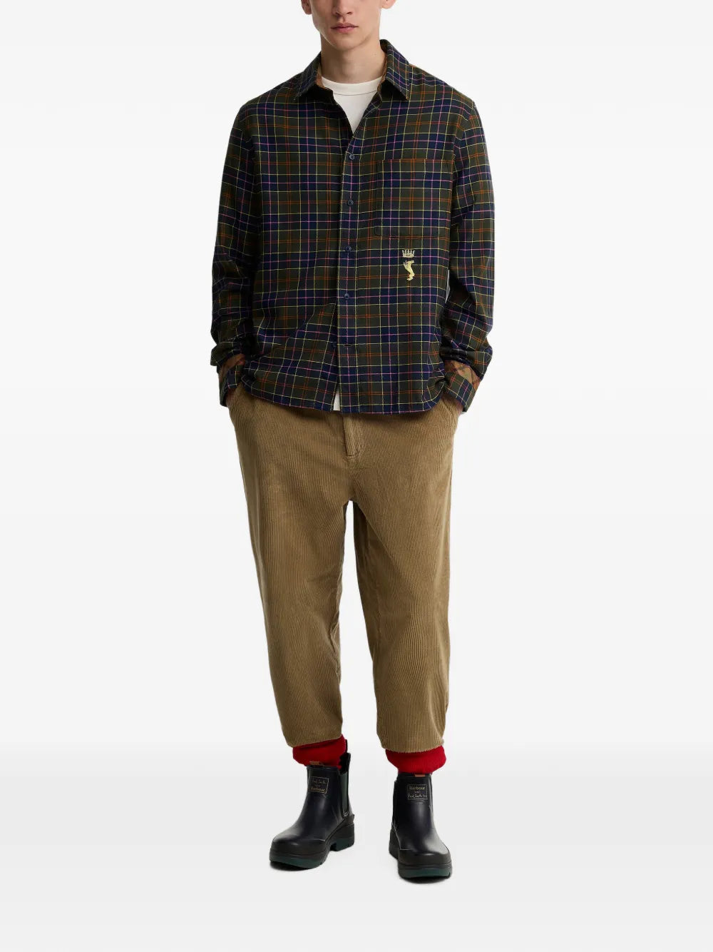 x Paul Smith tartan-pattern embroidered-logo shirt
