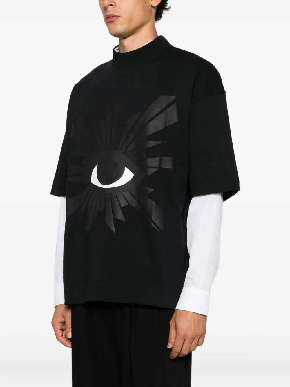 graphic-print high-neck T-shirt