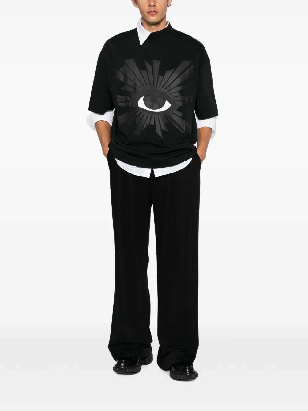 graphic-print high-neck T-shirt