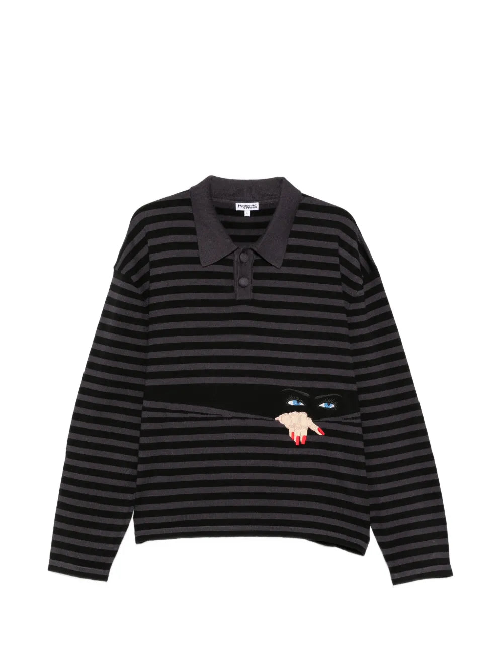 striped embroidered-motif sweater
