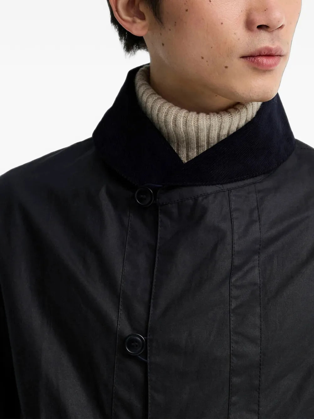 Macdale waxed-cotton corduroy-collar jacket