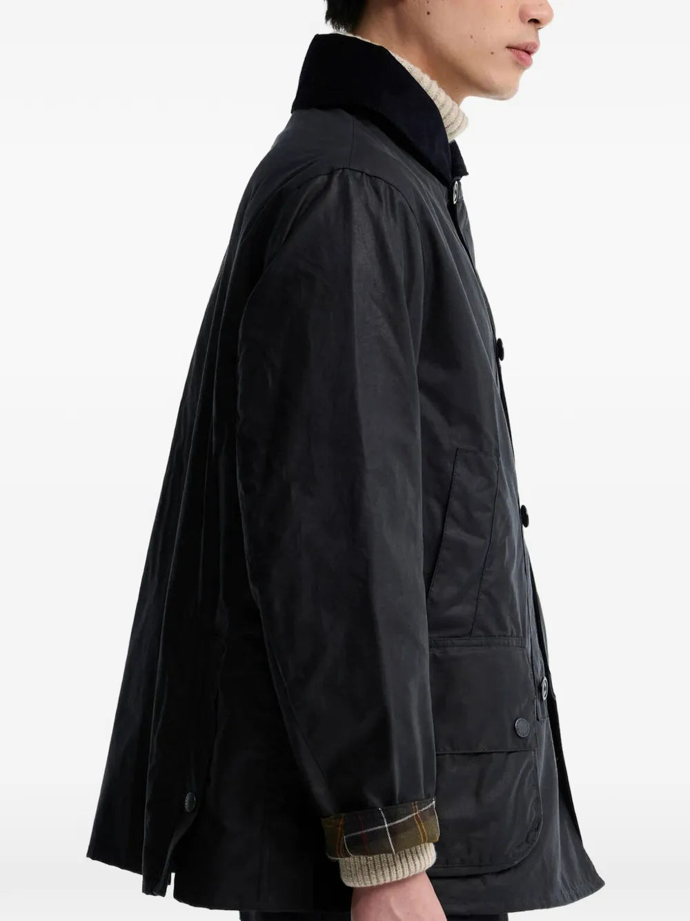 Macdale waxed-cotton corduroy-collar jacket