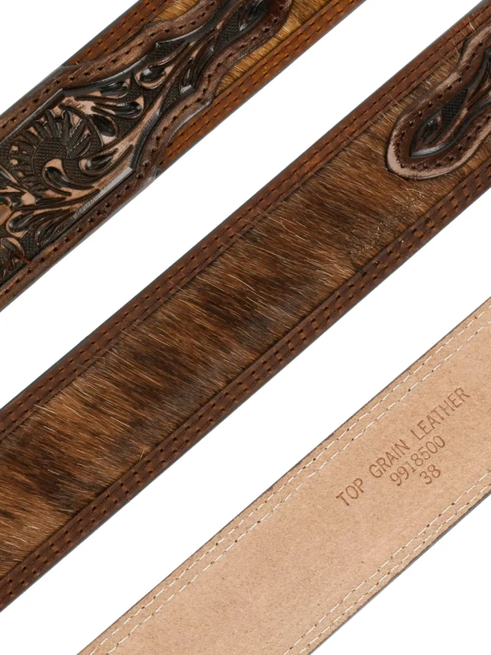 tooled calf-hair belt