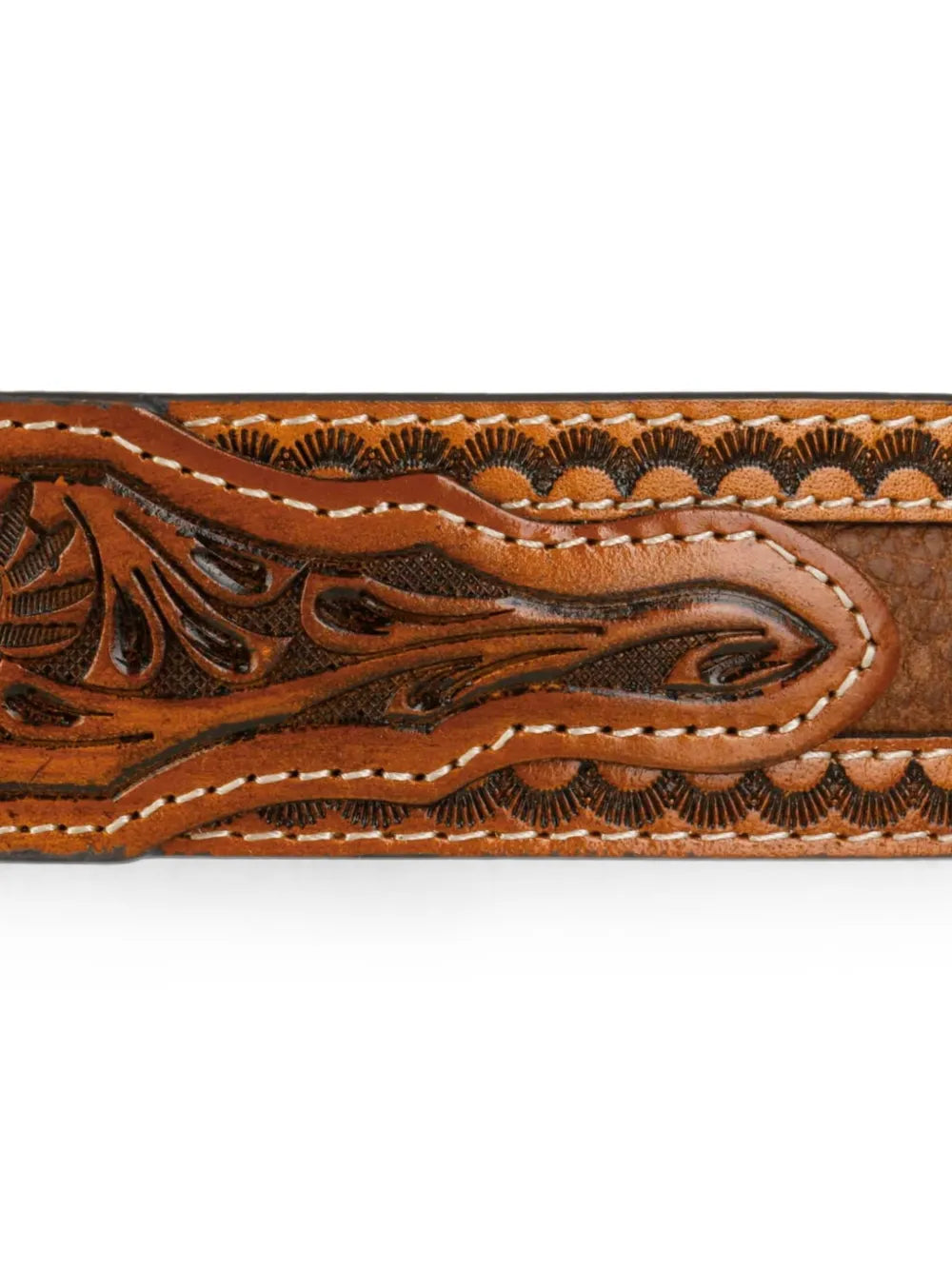 tooled-leather western belt