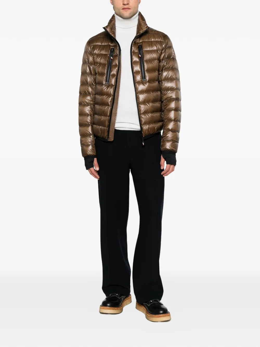 logo-patch straight-leg trousers