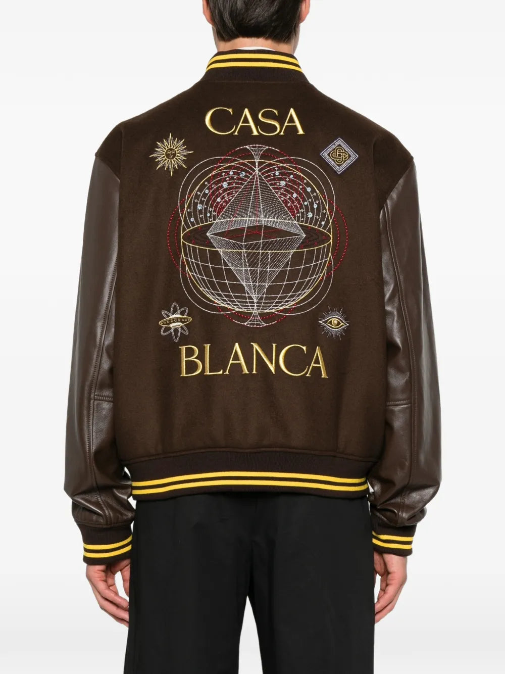 logo-embroidered panelled jacket