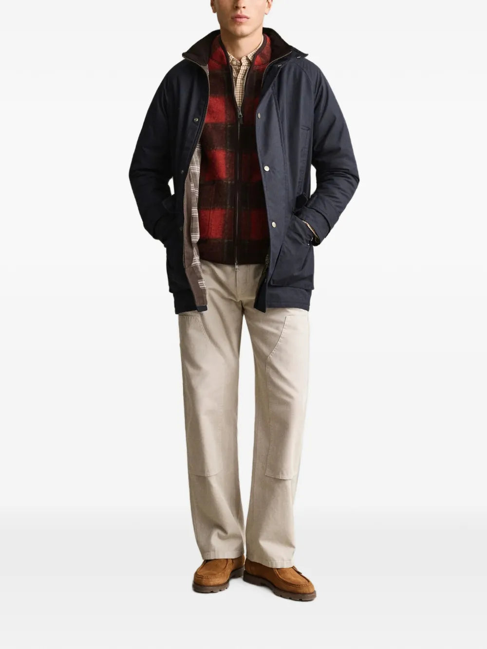 raglan-sleeve corduroy-collar jacket