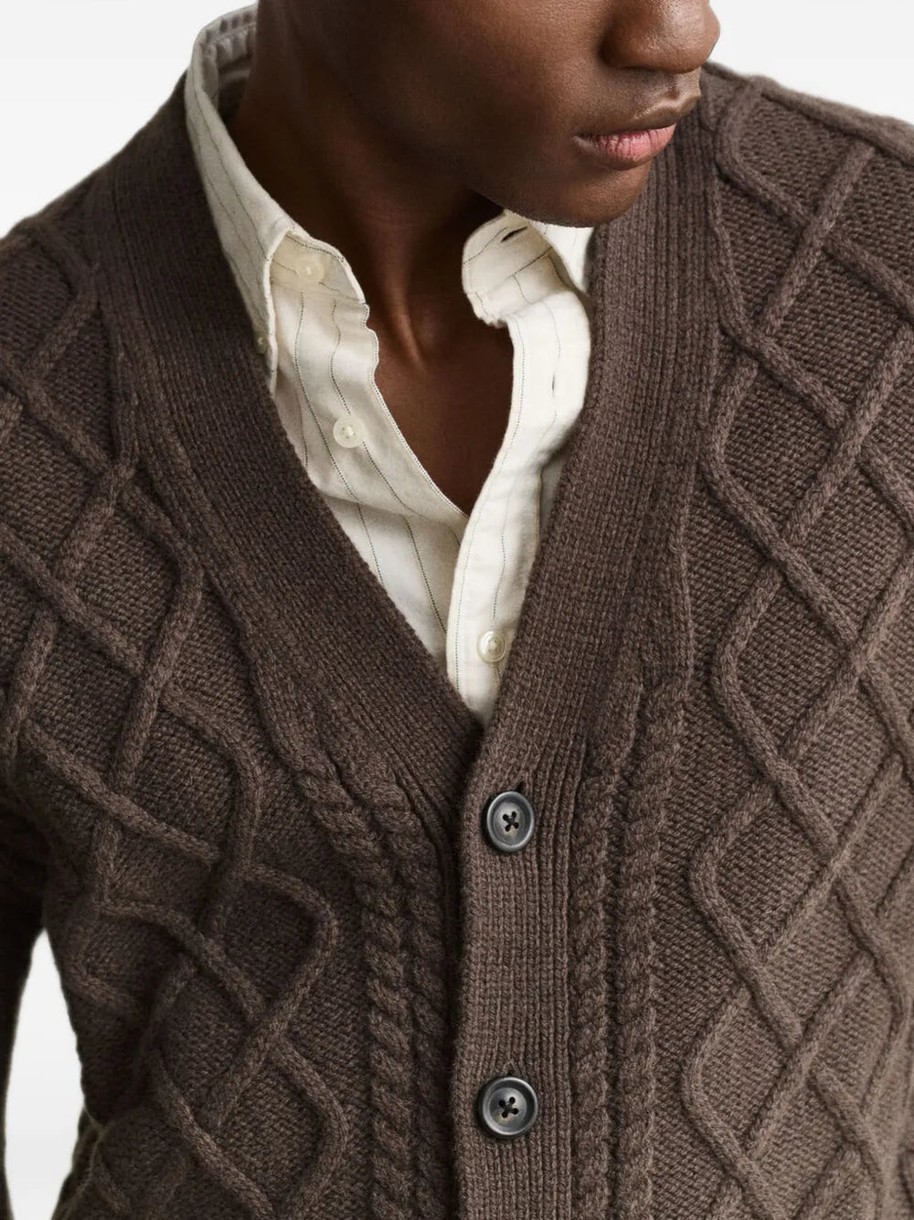 cable-knit wool cardigan