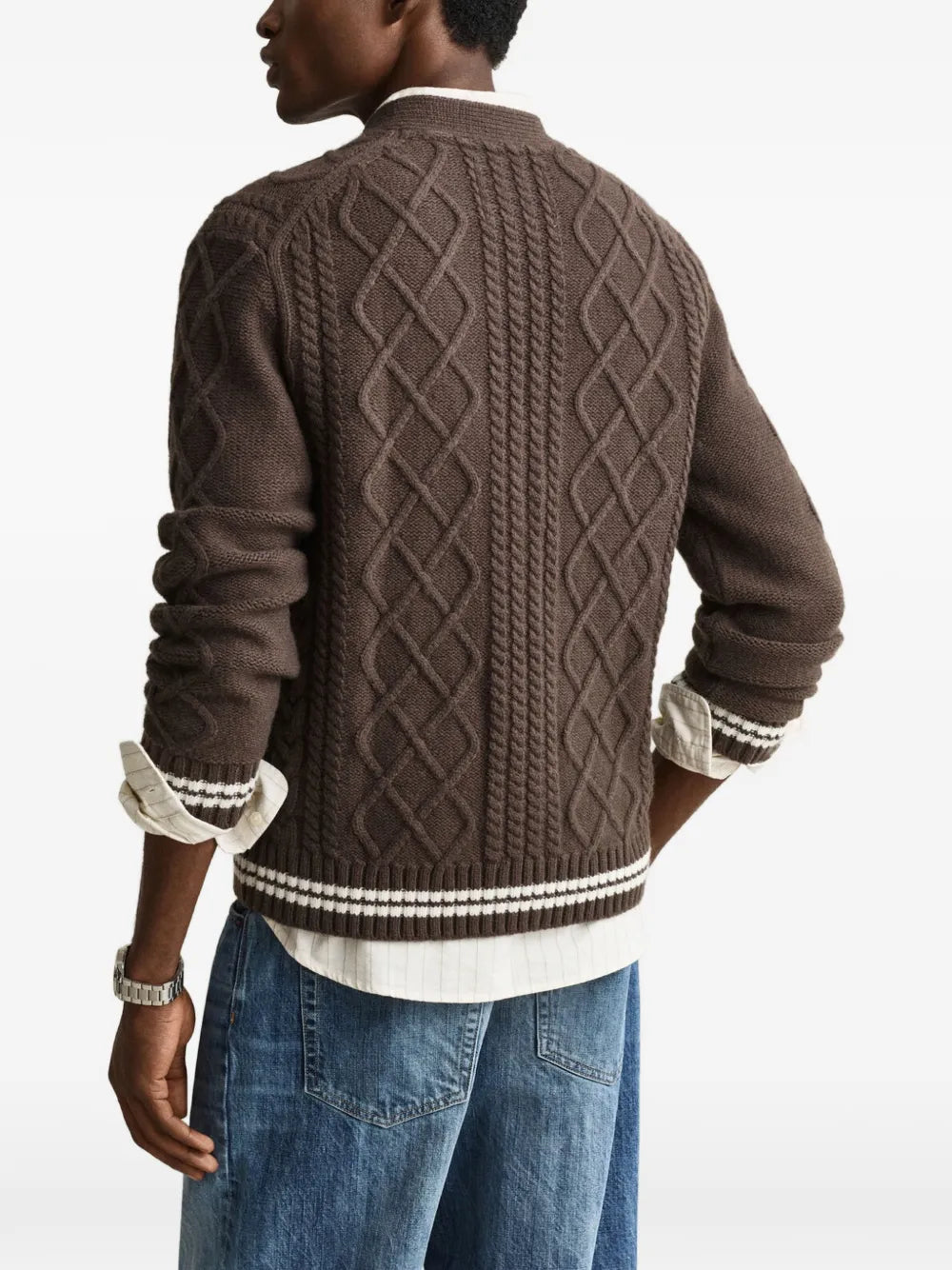 cable-knit wool cardigan