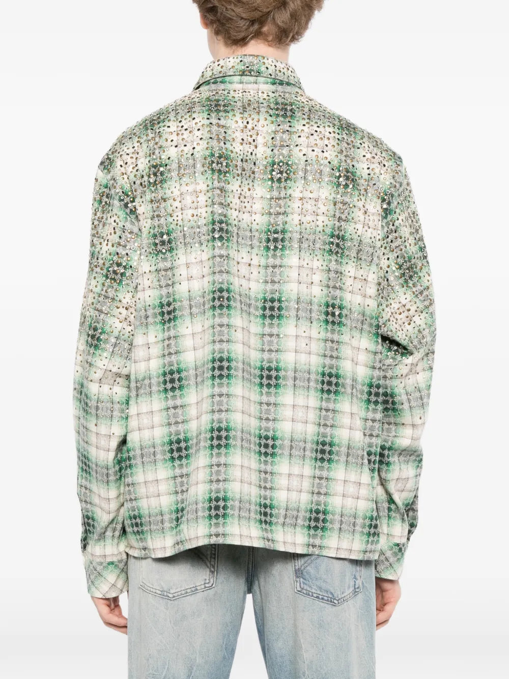 stud-embellished checked shirt