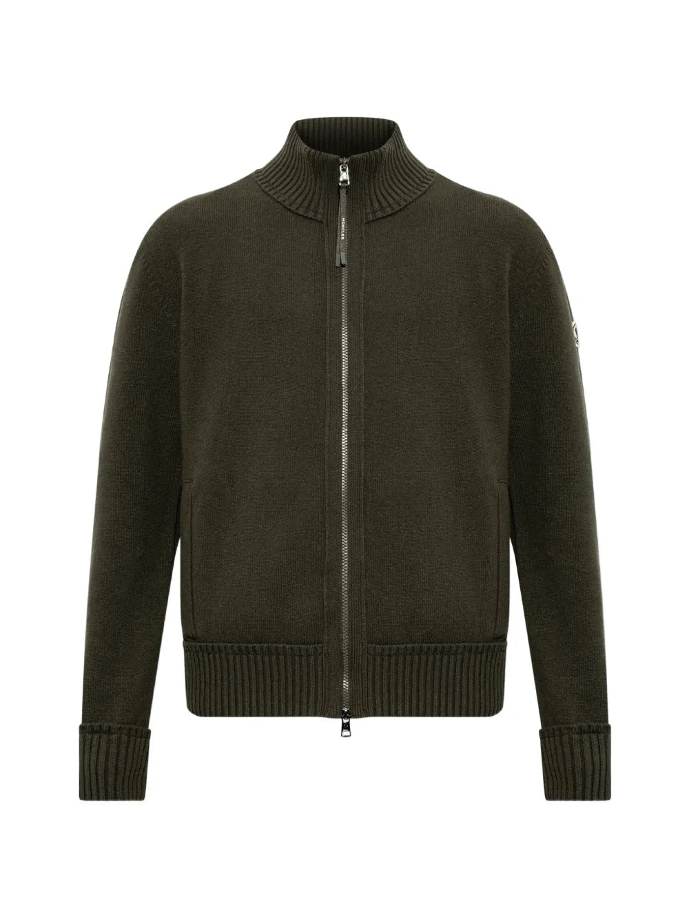 logo-patch zip-up cardigan