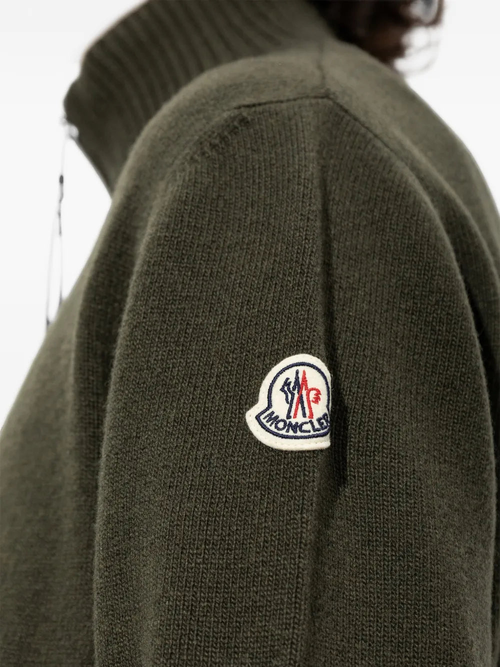 logo-patch zip-up cardigan