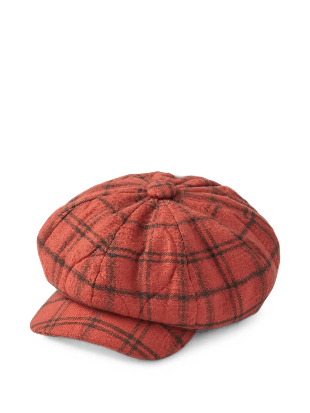 check-pattern quilted baker boy hat