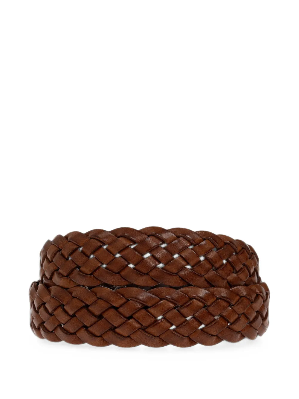 brown braided Paris Paris cow leather belt 30mm