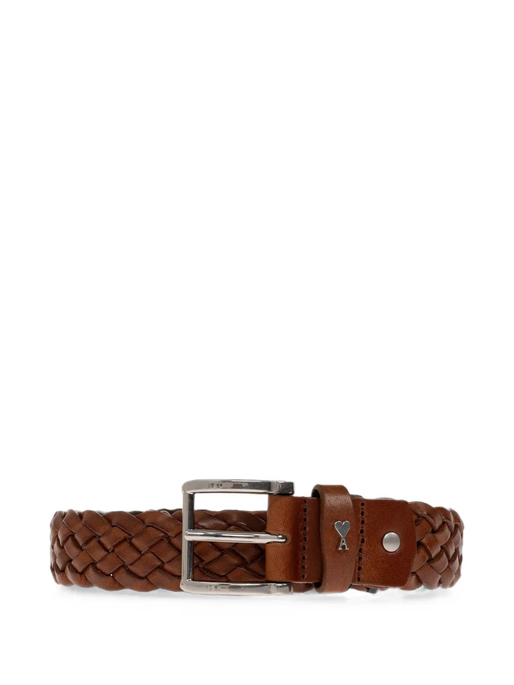 brown braided Paris Paris cow leather belt 30mm