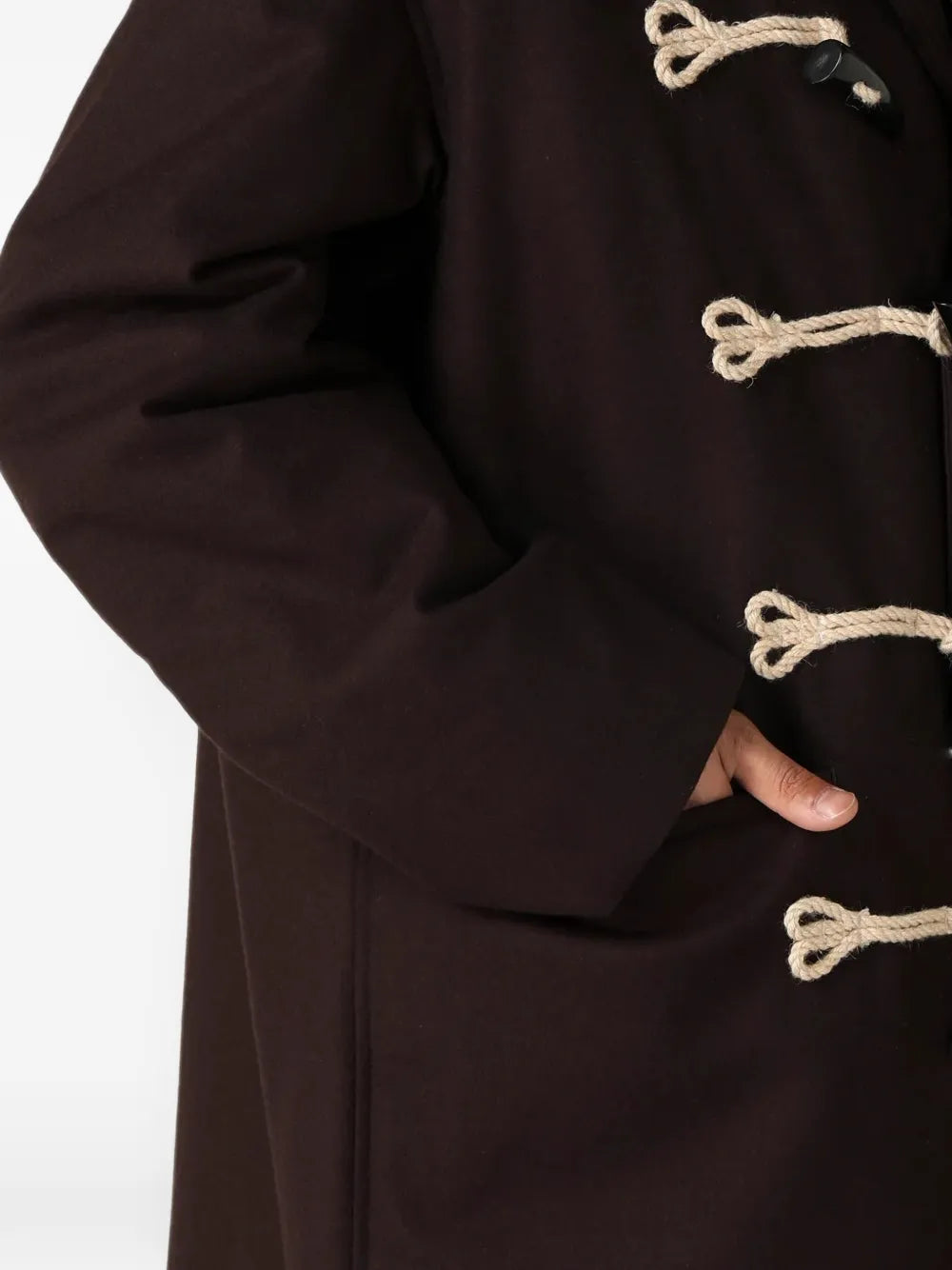 toggle-fastening hooded coat