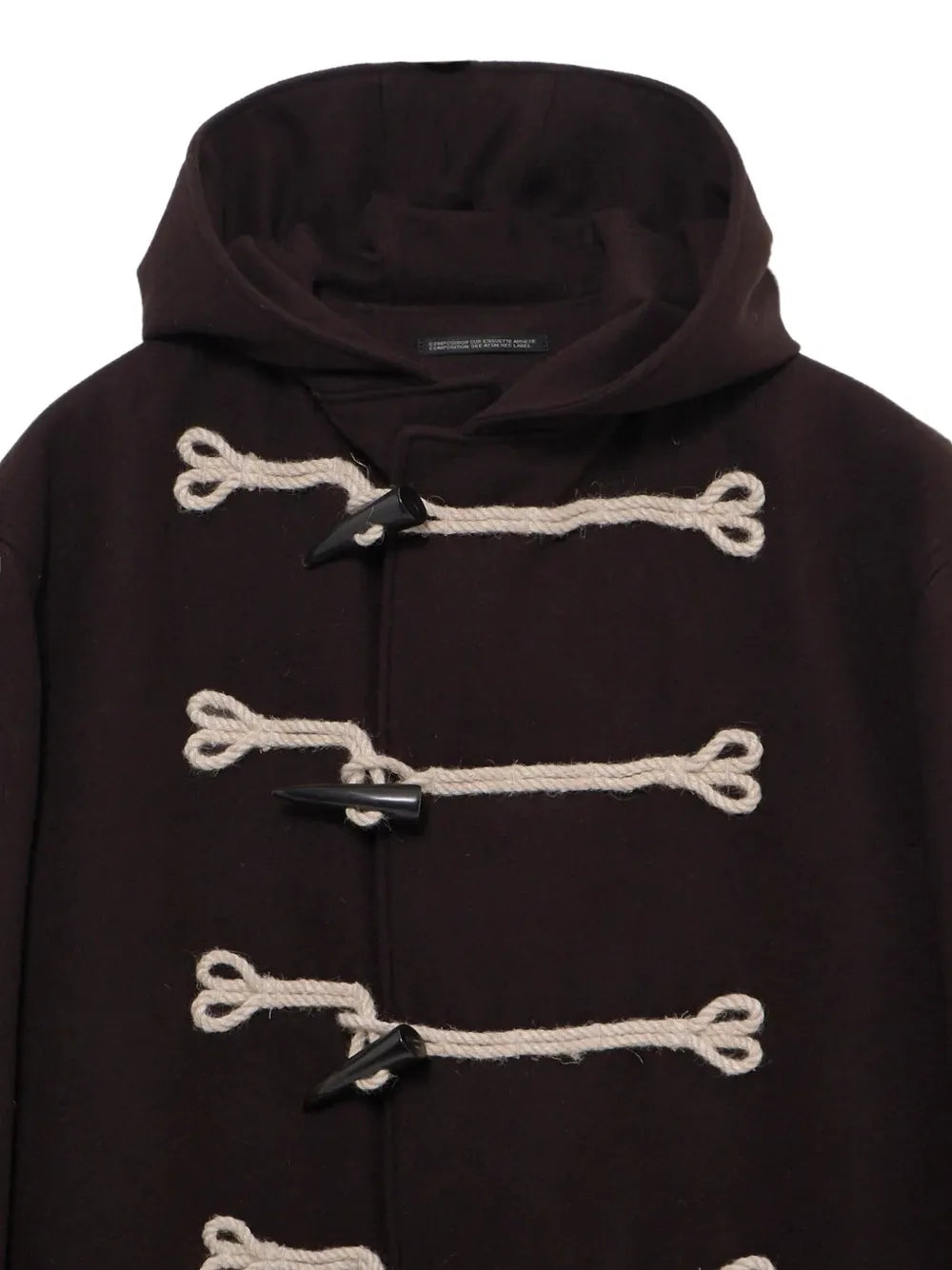 toggle-fastening hooded coat