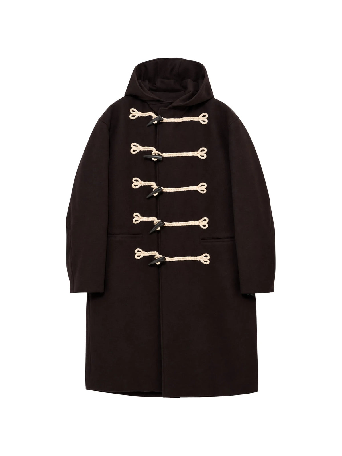 Toggle-Fastening Hooded Coat