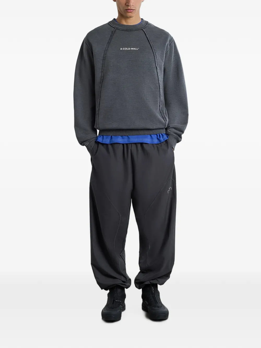 logo-print raw-edge sweater