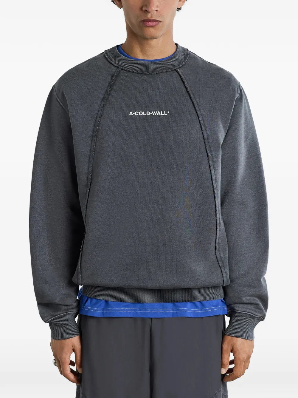 logo-print raw-edge sweater