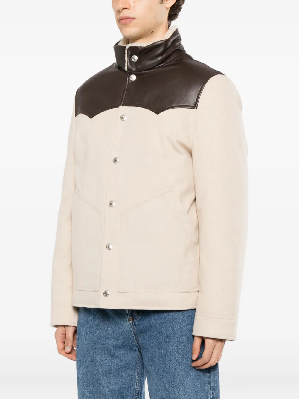 contrast-collar padded jacket 