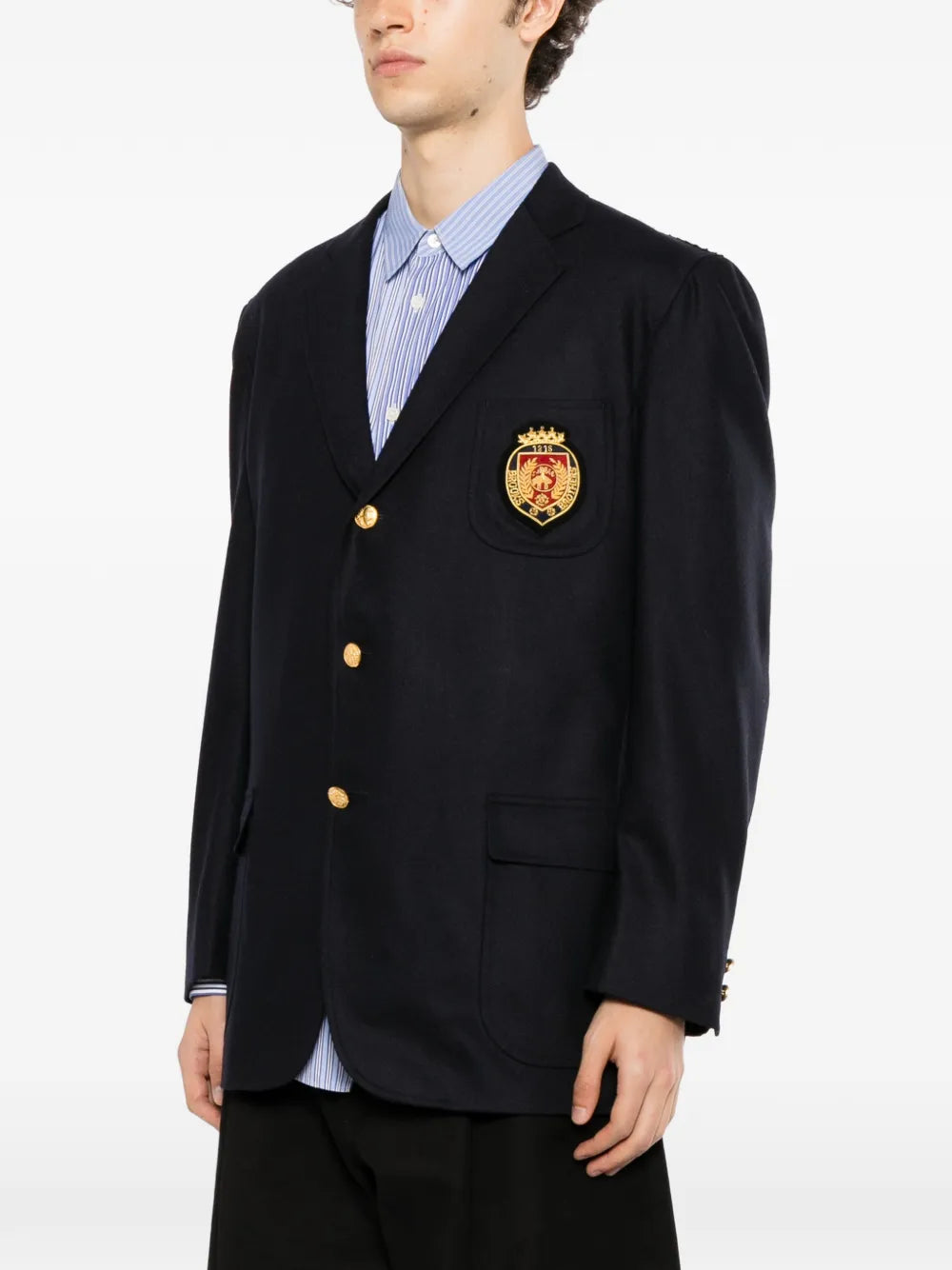 logo-embroidered blazer