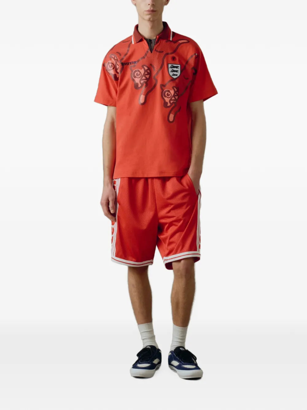 graphic-print polo shirt