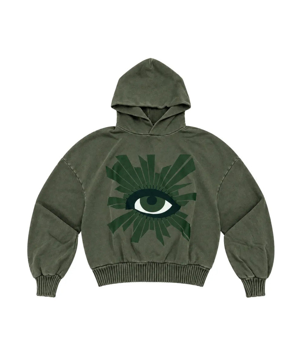 eye-print drop-shoulder hoodie