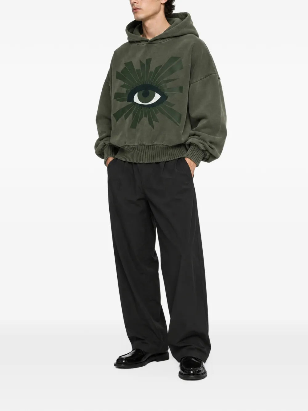 eye-print drop-shoulder hoodie