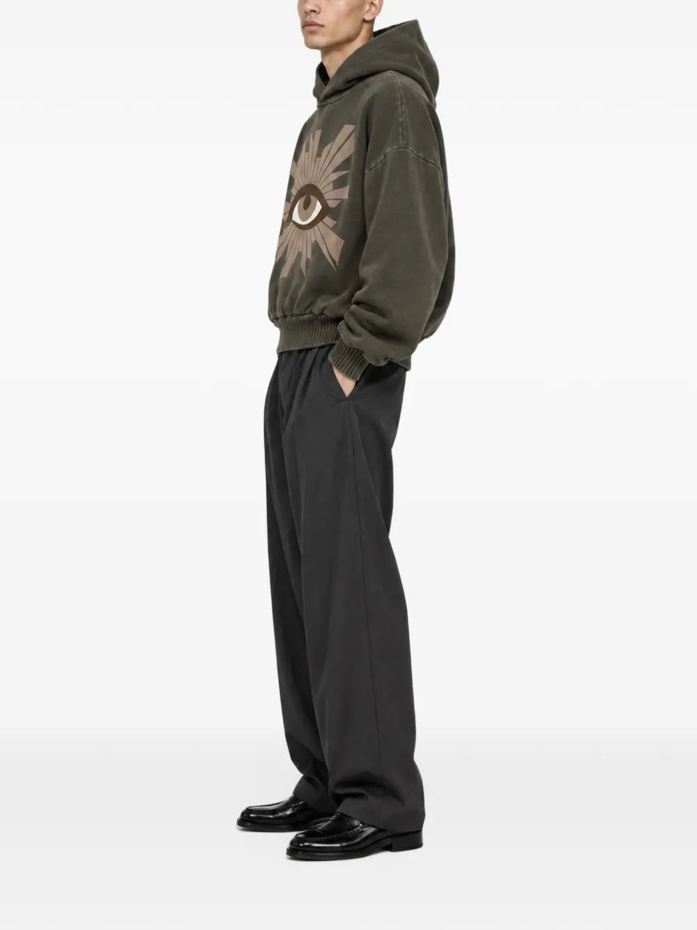 eye-print ribbed-trim hoodie