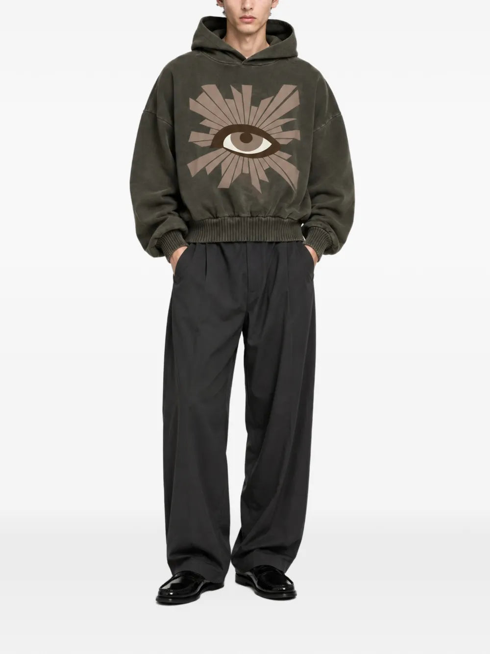eye-print ribbed-trim hoodie