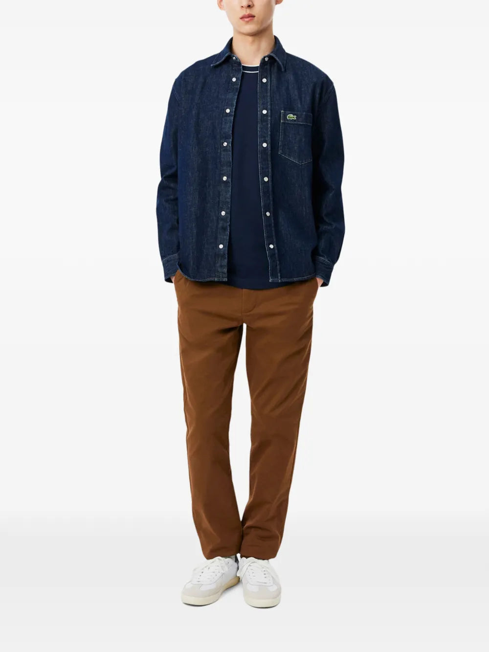 contrast-trim logo-patch T-shirt