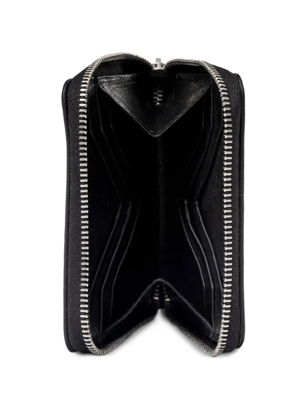 zipped wallet in black tumbled lamb