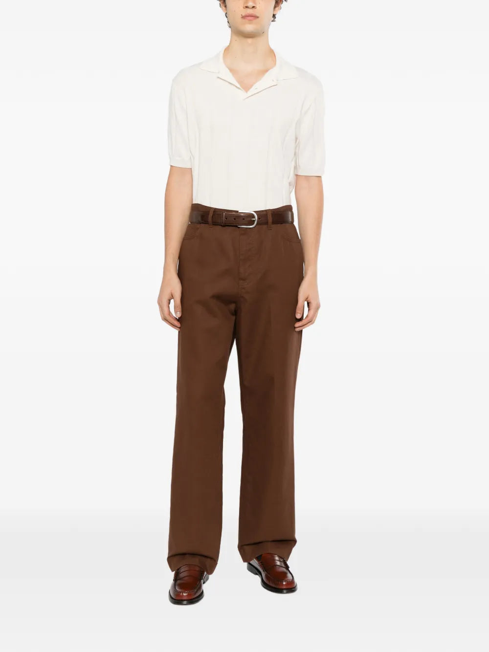 ribbed-knit polo shirt 
