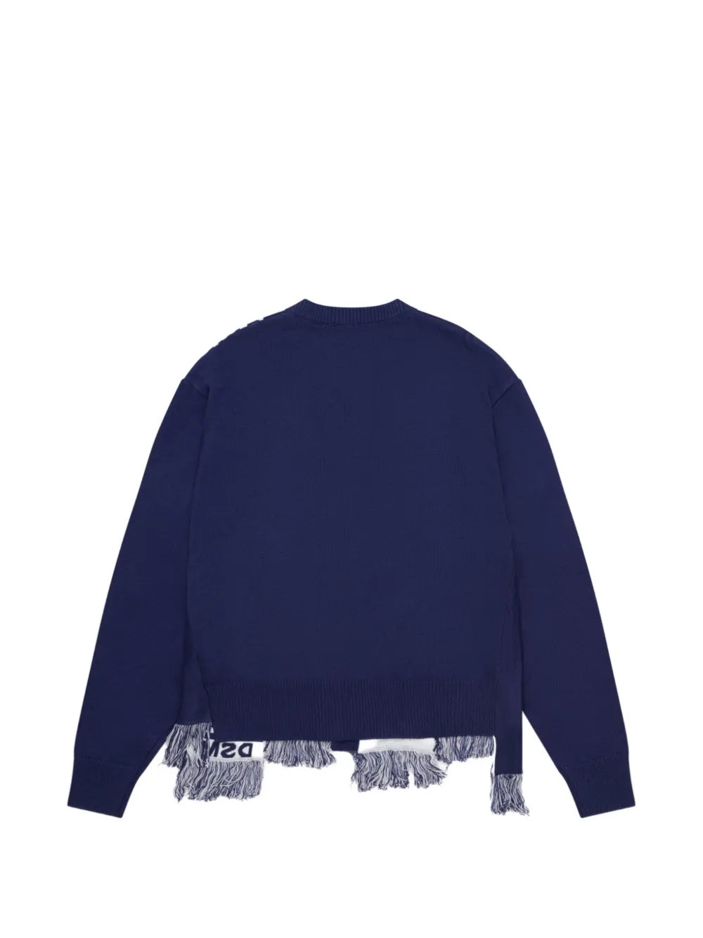 fringe-trim intarsia-knit cardigan