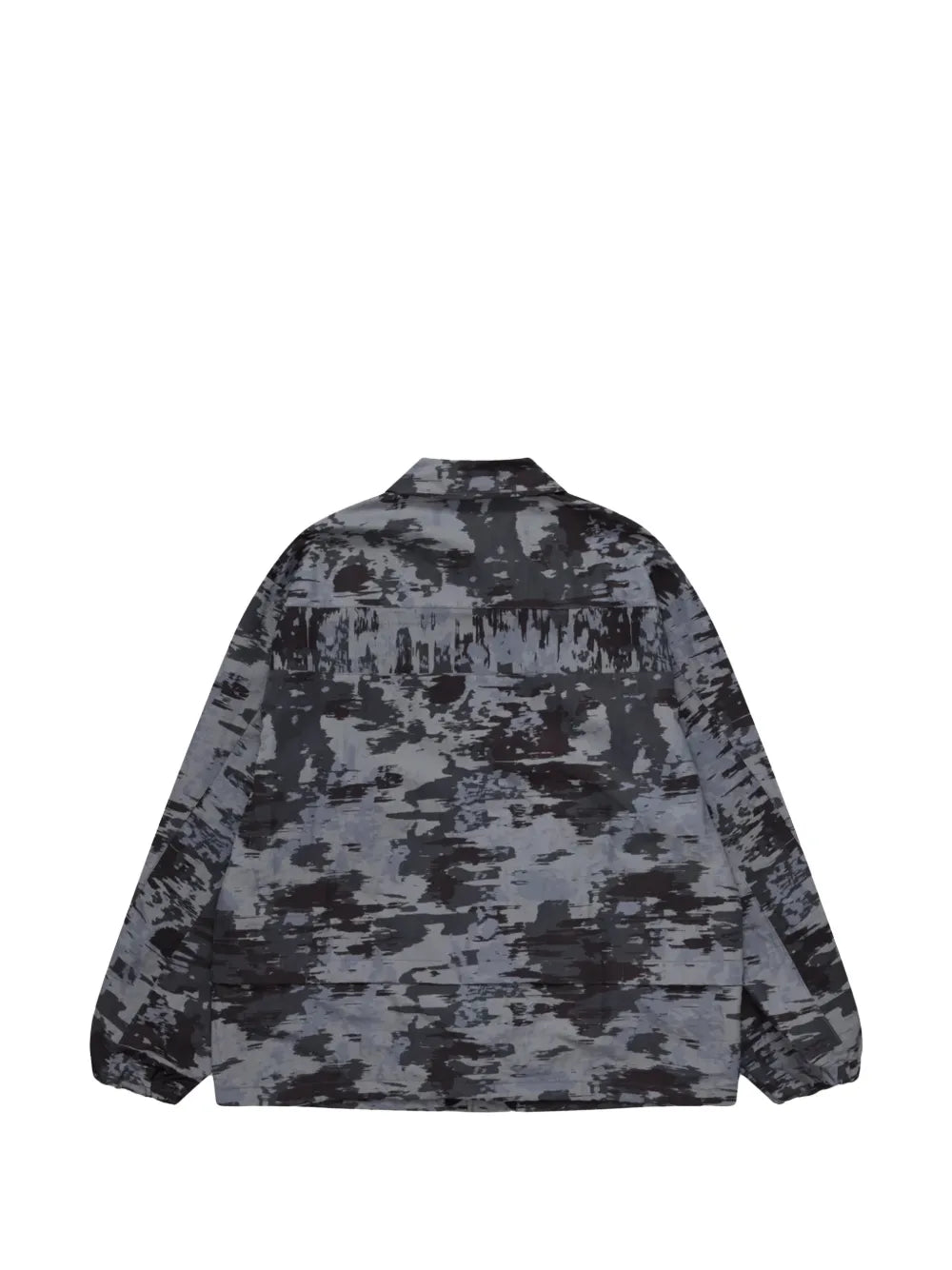 Abstract-Print Press-Stud Shirt Jacket