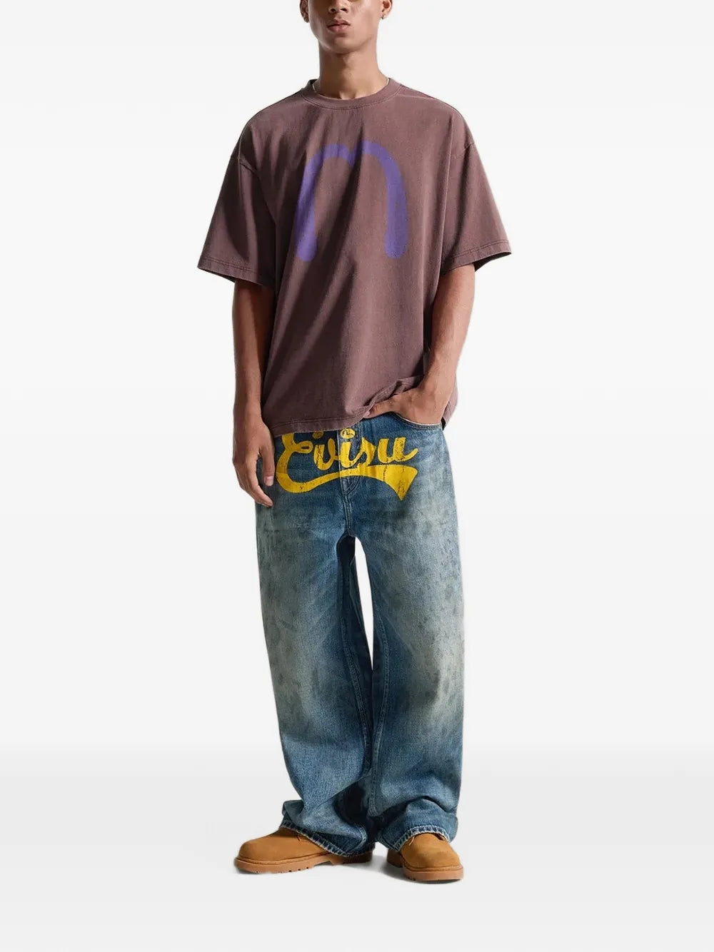 logo-print loose jeans