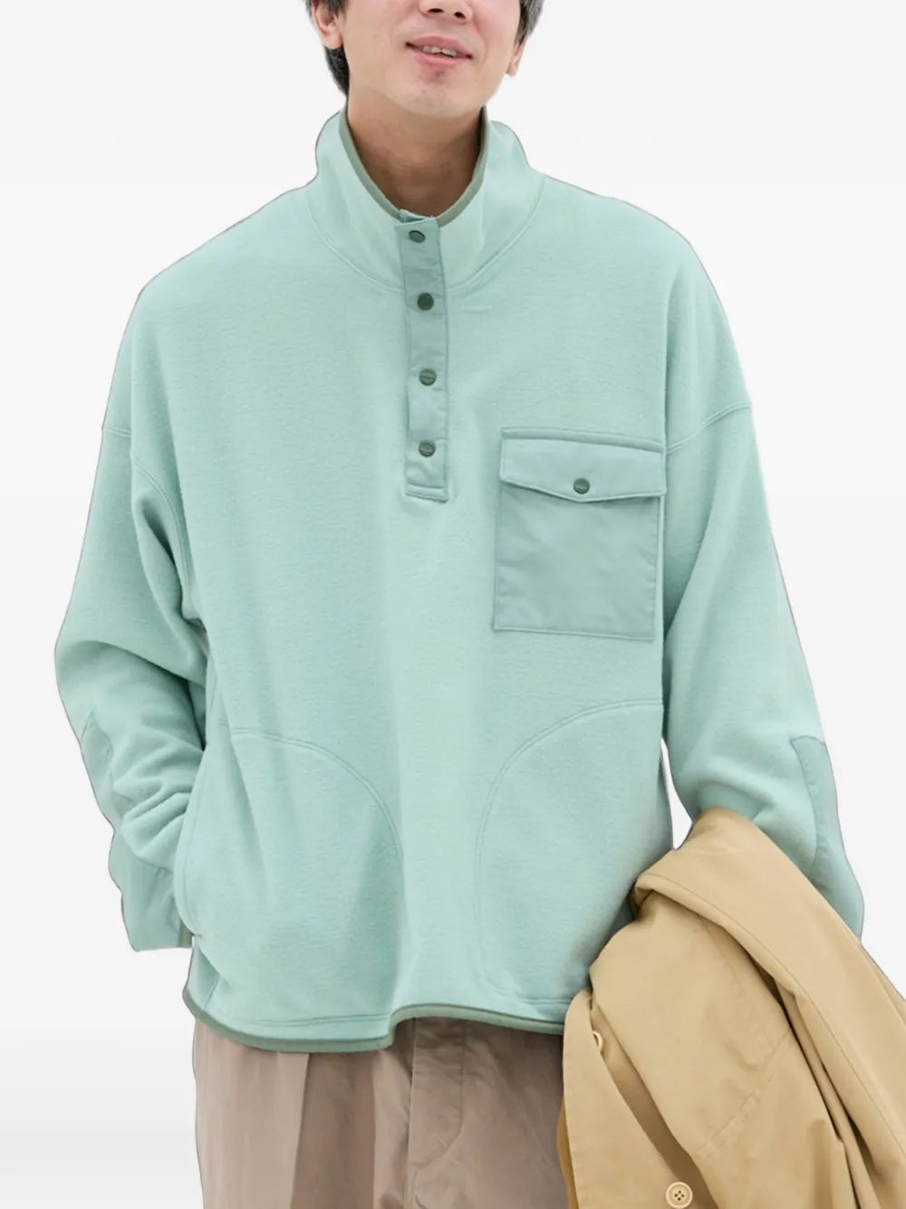 button-fastening pocket-detail sweater